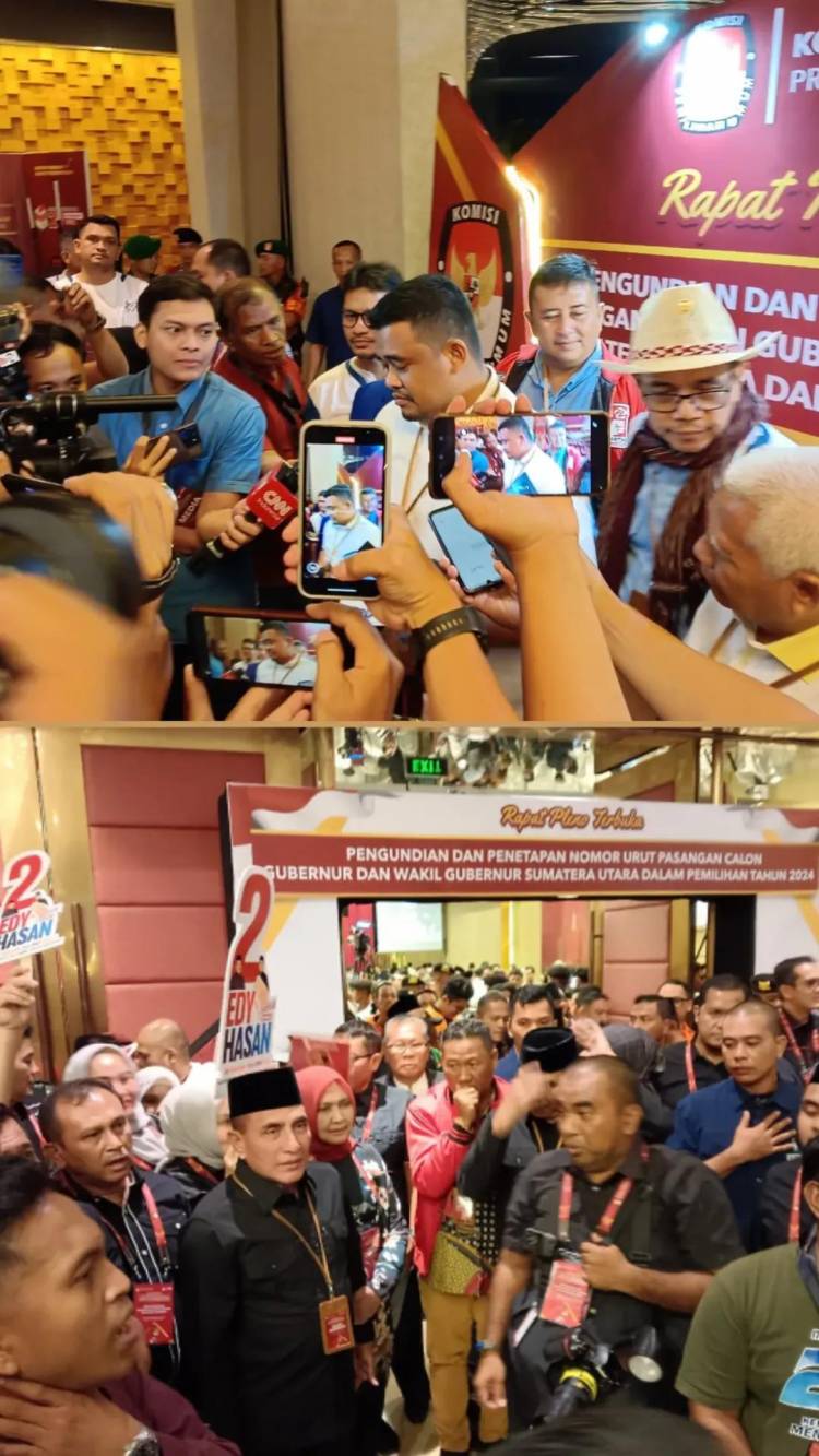 KPU Sumut Tetapkan Paslon Edy Rahmayadi-Hasan Basri Nomor Urut 2  dan Bobby Nasution- Surya Nomor Urut 1