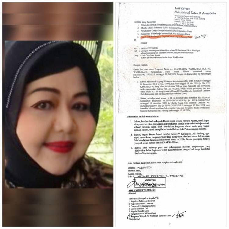 Kuasa Hukum PB Al Washliyah Tegaskan Larangan Membangun Di Lahan Seluas 32 Hektar