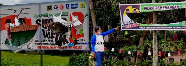 Diduga Kalah Bersaing Saat Kampanye, APK Paslon Surya Taufik Dirusak