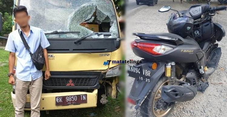 Yamaha N-Max Kontra Mobar Box Colt Diesel Dijalinsum KM.154-155 Asahan Tewas Satu Orang