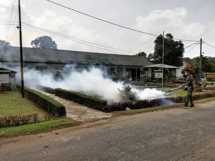 Peleton Kesehatan Yonarmed 2/105 Trk/KS Laksanakan Fogging
