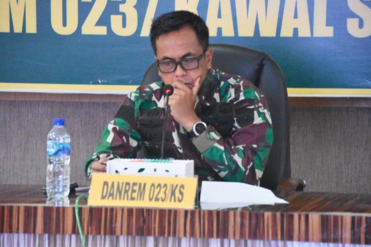 Komandan Korem 023/KS Gelar Vidcon Sidang Jabatan Pamen Dilingkungan Kodam I/BB TA.2021
