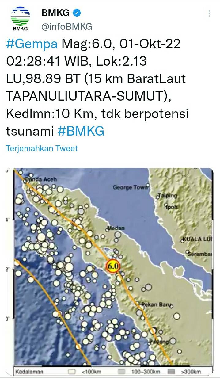 Gempa Bumi 6 0 M Taput,  Dirasakan Warga Rantauprapat