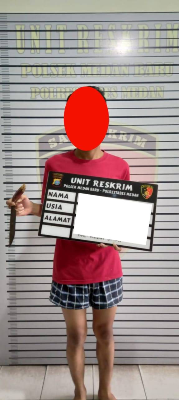 Reskrim Polsek Medan Baru Amankan Remaja Bersajam
