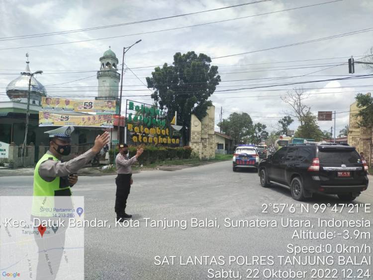 Sat Lantas Polres Tanjung Balai, Amankan Kunker Letjend TNI Ricard Tampubolon