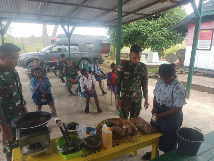 Ciptakan Kreasi Anak, Satgas Yonif 126 KC Beri Ekstrakurikuler Tata Boga