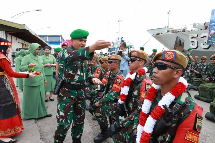 Tunaikan Tugas Negara, Pangdam I/BB Sambut Prajurit Yonarhanud 11/WBY di Belawan