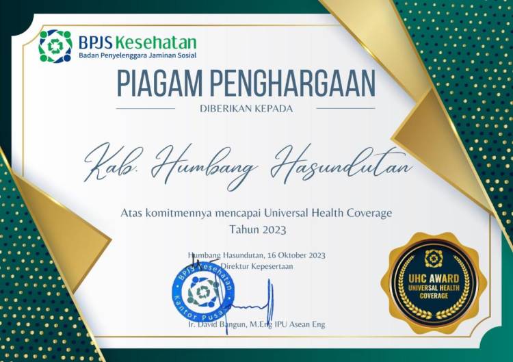 Kabupaten Humbang Hasundutan Terima UHC Award
