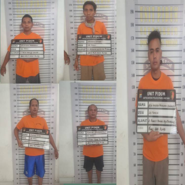 Komplotan Pelaku Pencurian di Ds Bandar Klippa beserta Penadah Ditahan Satreskrim Polrestabes Medan