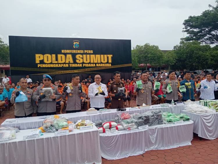 Dor ! Timsus Polda Sumut Tindak Tegas 28 Tersangka, Ratusan Kg Sabu dan Puluhan Ribu Ekstasi Disita