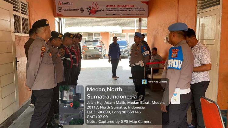 Bid Propam Polda Sumut Lakukan Pengecekan Kesiapan Personel di Kantor Bawaslu Provinsi Sumut