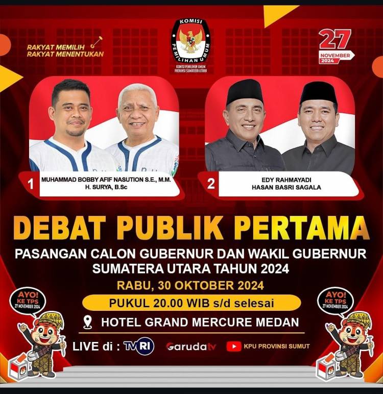 KPU Sumut Rampungkan Debat Publik Pertama Pilkada di Hotel Grand Mercure Medan
