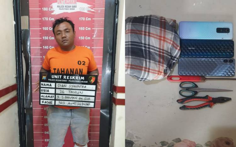 Unit Reskrim Polsek Medan Baru  Tembak Kedua Kaki Pelaku Bongkar Toko Ponsel
