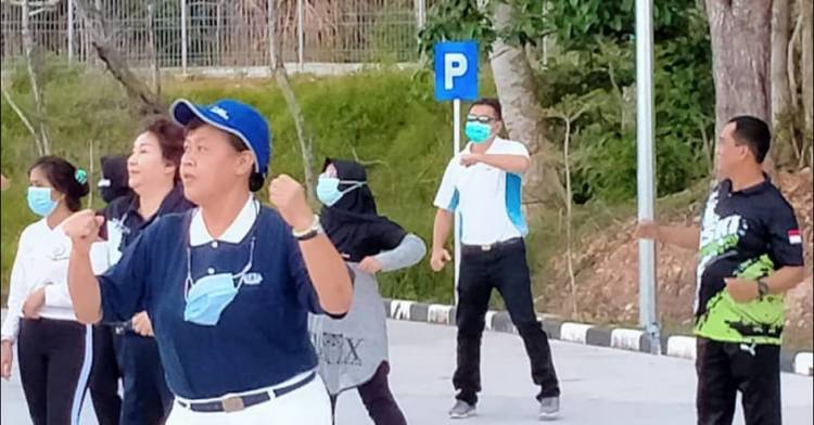 RSKI Covid-19 P Galang dan pasien Covid-19 Gelar Olahraga Rutin