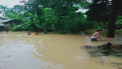 Warga Tinggal Dua Kecamatan Kabupaten Langkat, Terendam Banjir