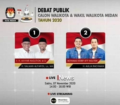 iNews TV Tayangkan Debat Perdanan Terbuka Paslon Walikota Medan