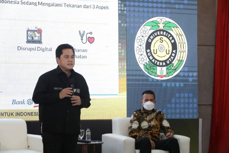 Menteri Erick Thohir dan Wagub Musa Rajekshah Jadi Pembicara di Economic Outlook 2022 FEB USU