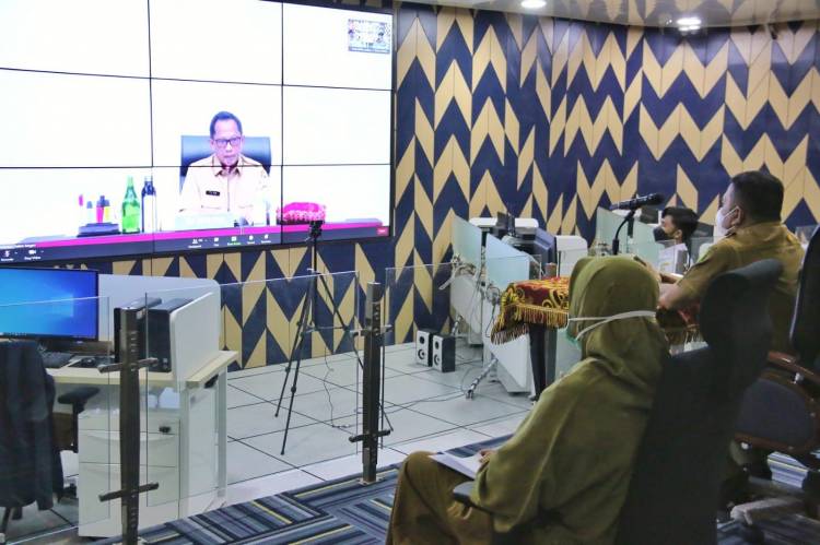 Secara Virtual, Pemko Medan Mengikuti Rapat Evaluasi Penyerapan Anggaran Daerah Tahun 2021