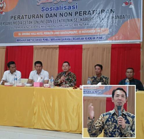 Bawaslu Labuhanbatu Gelar Sosialisasi  Peraturan dan Non Peraturan Kepada Insan Pers