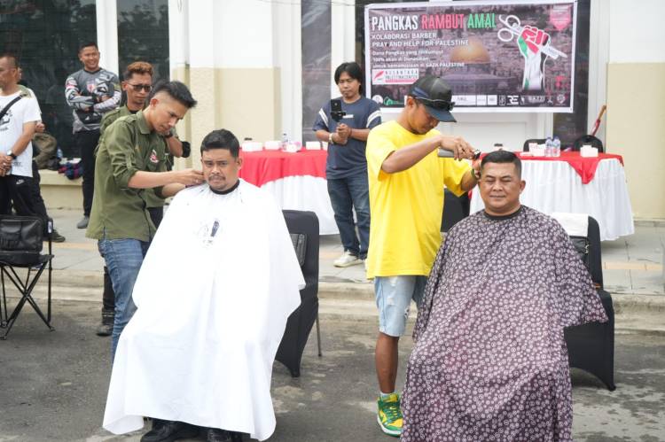 Peduli Palestina, Wali Kota Medan Bersama Dandim 0201/Medan Potong Rambut Bersama