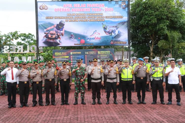 Siap Amankan Even Internasional, Polres Simalungun Menggelar Apel Pasukan Operasi Aquabike Toba 2023