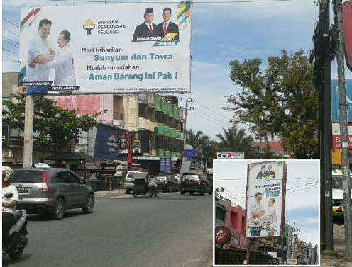"Adopsi Gaya Iklan Rokok", Muncul Billboard Bergambar Capres dan Cawapres di Kota Rantauprapat