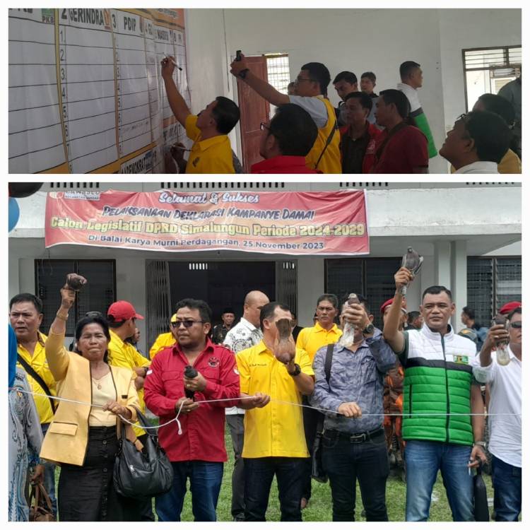 Deklarasi Kampanye Damai, 23 Caleg Dari Dapil IV Kabupaten Simalungun Teken MOU
