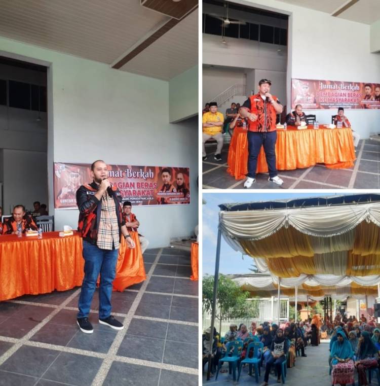 Indahnya Berbagi, PAC Pemuda Pancasila Medan Denai Bagi-bagi Beras Ke Masyarakat