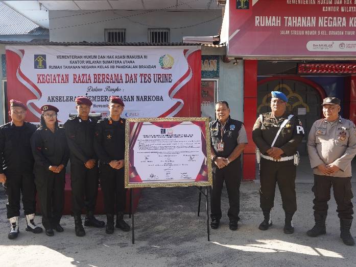 Akselerasi Pemberantasan Narkoba, Rutan Pangkalan Brandan Gelar Apel Bersama BNNK, TNI dan Polri
