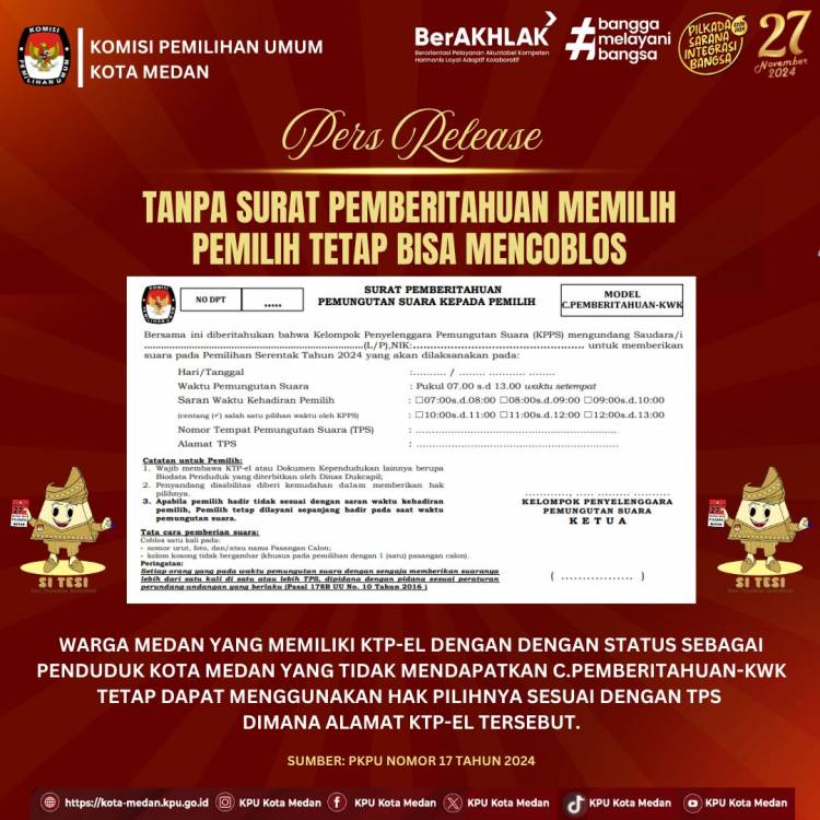 Ini Kata Ketua KPU Medan yang Tidak Dapat Fomulir C, Warga Bisa Tunjukan e-KTP