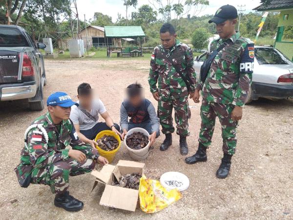 Patroli di Jalur Tikus Wiltas, Satgas Yonif 133/YS Amankan Kulit Binatang Ilegal 