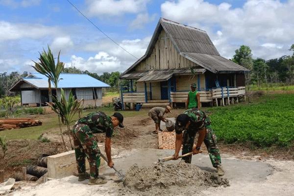 Satgas Yonif MR 411/Pdw Kostrad Laksanakan Serbuan Teritorial di Gereja Perbatasan