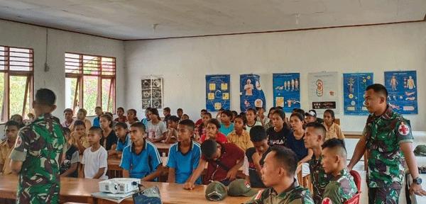 Satgas Pamtas RI-RDTL Yonif 132/BS, Beri Penyuluhan Narkoba di Sekolah Perbatasan