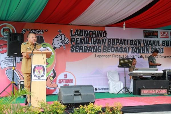 Bersama KPU, Bupati Sergai Hadiri Launching Pemilihan Bupati dan Wabup