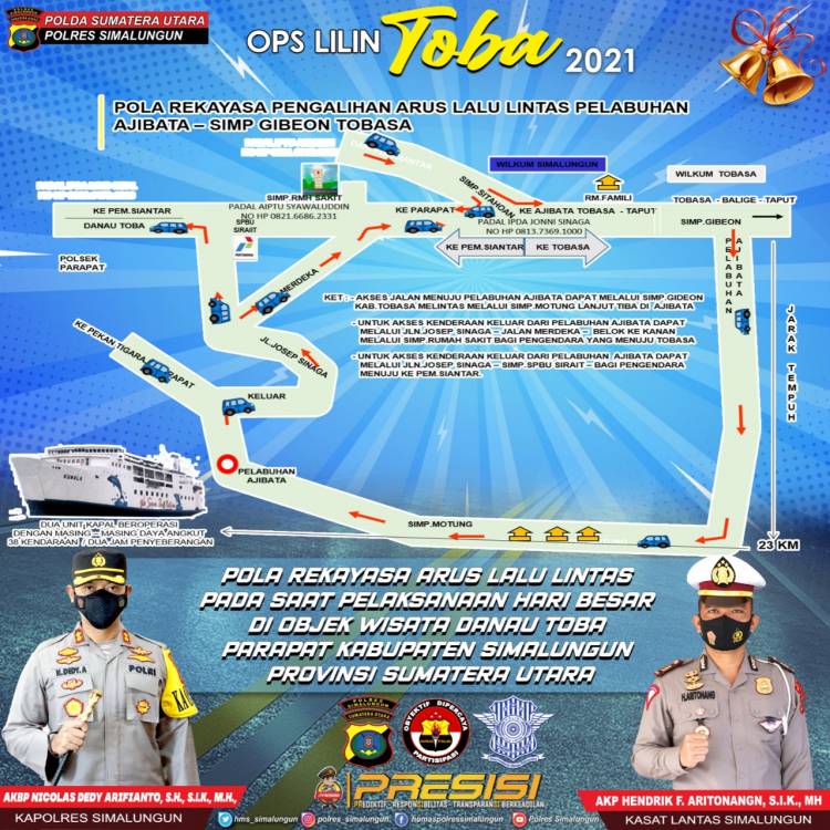 Pergantian Tahun Polres Simalungun Terapkan Rekayasa Jalan Jalur Lintas Menuju Kota Wisata Parapat