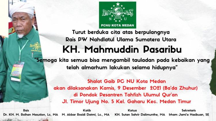 PCNU Medan Laksanakan Sholat Jenazah Ghaib untuk Almarhum KH Mahmuddin Pasaribu