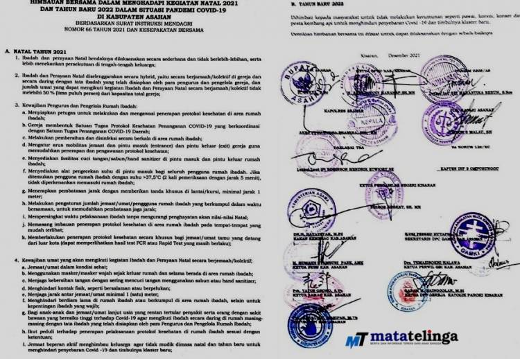 Pemerintah Kabupaten Asahan Keluarkan Himbauan Dalam Menghadapi Nataru 2021.