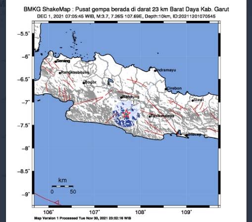 Kabupaten Garut Diguncang Gempa Magnitudo 3,7