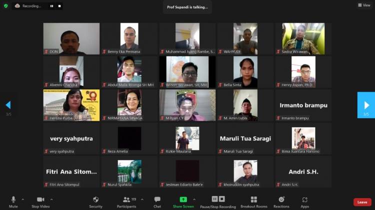 Kuliah Umum Dengan Hakim Agung RI Prof Supandi Secara Virtual