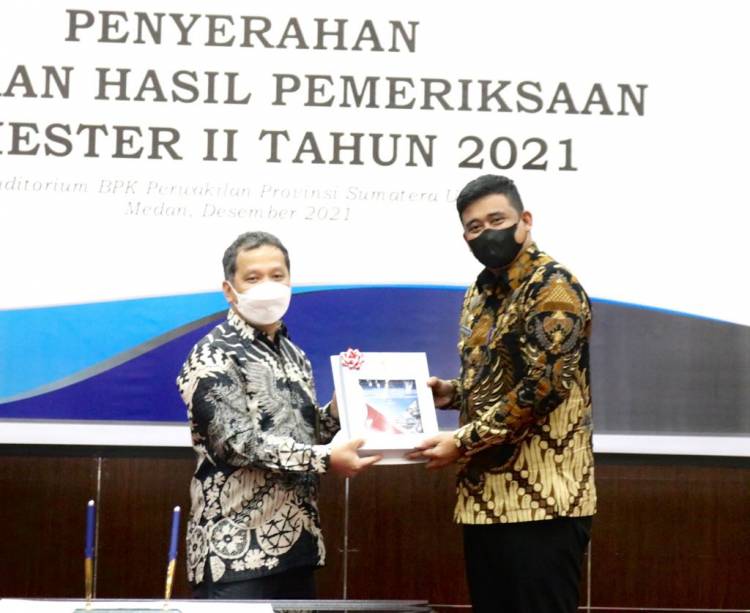 Bobby Nasution Terima Laporan Hasil Pemeriksaan Semester II Tahun 2021 BPK Sumut