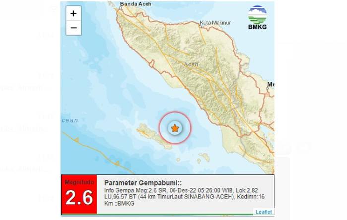 Gempa Tektonik M=2,8 Dirasakan di Tarutung dan Sipoholon