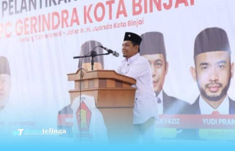 Ratusan Masa Teriak 'Prabowo Presiden', Hadiri Pelantikan DPC Gerindra Binjai