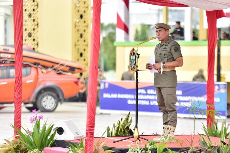 Edy Rahmayadi Pimpin Apel Seribuan Personel Gabungan, Gubsu Ingatkan Peran Satpol PP