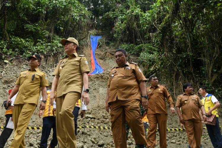 Pj Gubernur Sumut Tinjau Lokasi Longsor Sibolangit, Minta Masyarakat Tetap Waspada