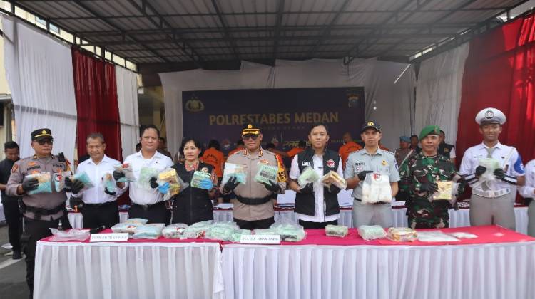 Musnahkan Sabu 24.095,31 Gram dan Ekstasi 69.426 Butir, Polrestabes Medan Selamatkan 314.183 Jiwa