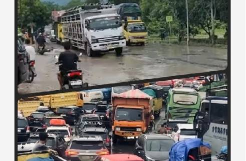 Kapolres Labuhanbatu  Pimpin Pengaturan Arus Lalulintas Urai Kemacetan Di Jalan Negara Lintas Sumatera