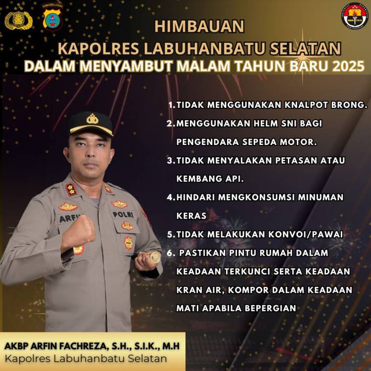 Perayaan Malam Pergantian Tahun, Kapolres Labusel Imbau Pengendara Tidak Gunakan Knalpot Bising