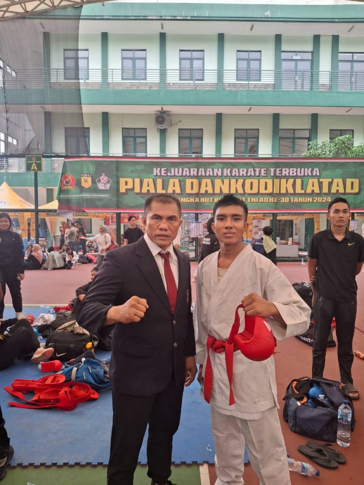Bripda Yazid Purba Sumbang Emas untuk Polda Sumut di Kejuaraan Karate Dankodiklatad 2024