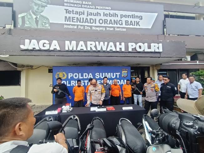 Polrestabes Medan Tangkap 4 Tersangka Ranmor dan Sita 14 Kendaraan