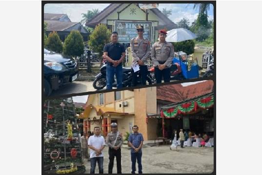 Personel Polres Labuhanbatu Melaksanakan Pengamanan Ibadah Perayaan Natal